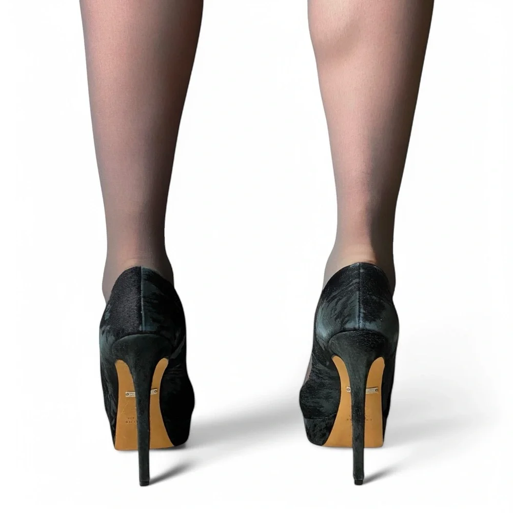 Tania Spinelli Black Calf Hair Platform Heels - Size EU 39 - Picture 4 of 7